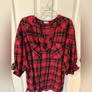 Free People Intimately "Wrapped In Flannel" Plaid Tunic Shirt boho grunge
